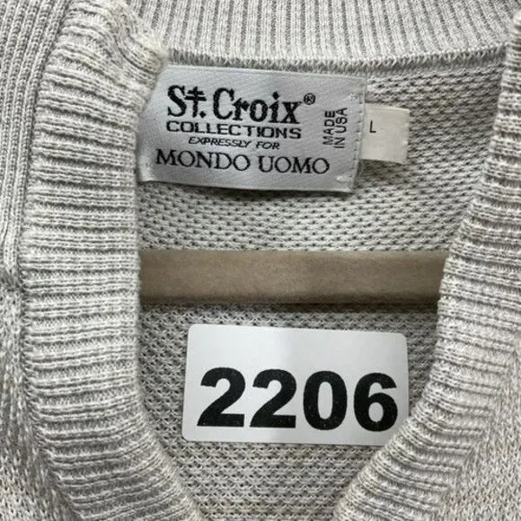 St. Croix Collections Mondo Uomo Ombre Gray V-Neck Sweater Men Size Large USA